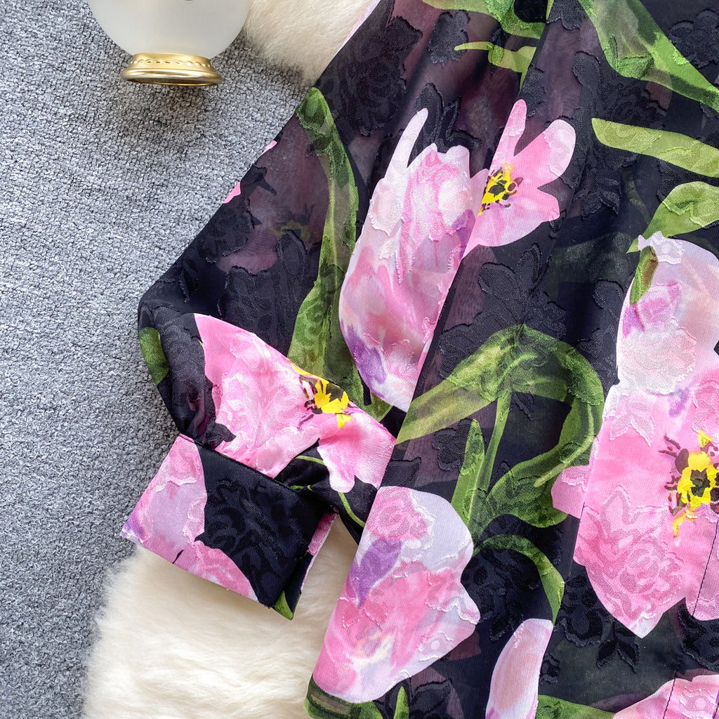 Chemise florale en tulle rétro française pour femmes, pour l'été