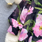 Chemise florale en tulle rétro française pour femmes, pour l'été