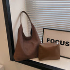 Sac cabas polyvalent en suédine mate de style rétro pour femme