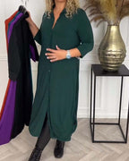 Robe sac latérale unie à poitrine