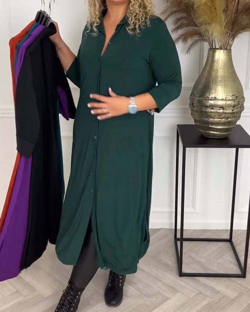 Robe sac latérale unie à poitrine