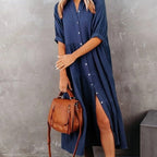 Robe décontractée boutonnée à manches longues pour femmes