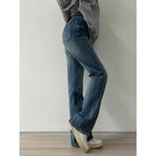 Jean évasé en denim pour femme, coupe droite ample, style rétro