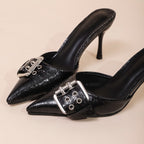 Escarpins à bride pointue avec boucle décorative pour femme