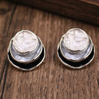Boucles d'oreilles rondes peintes tricolores à la mode, élégantes et polyvalentes, boucles d'oreilles géométriques pour femmes