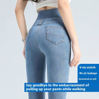 Jeans taille haute élastique pour femme printemps et automne