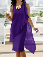 Robe élégante d'été asymétrique en mousseline de soie pour femme