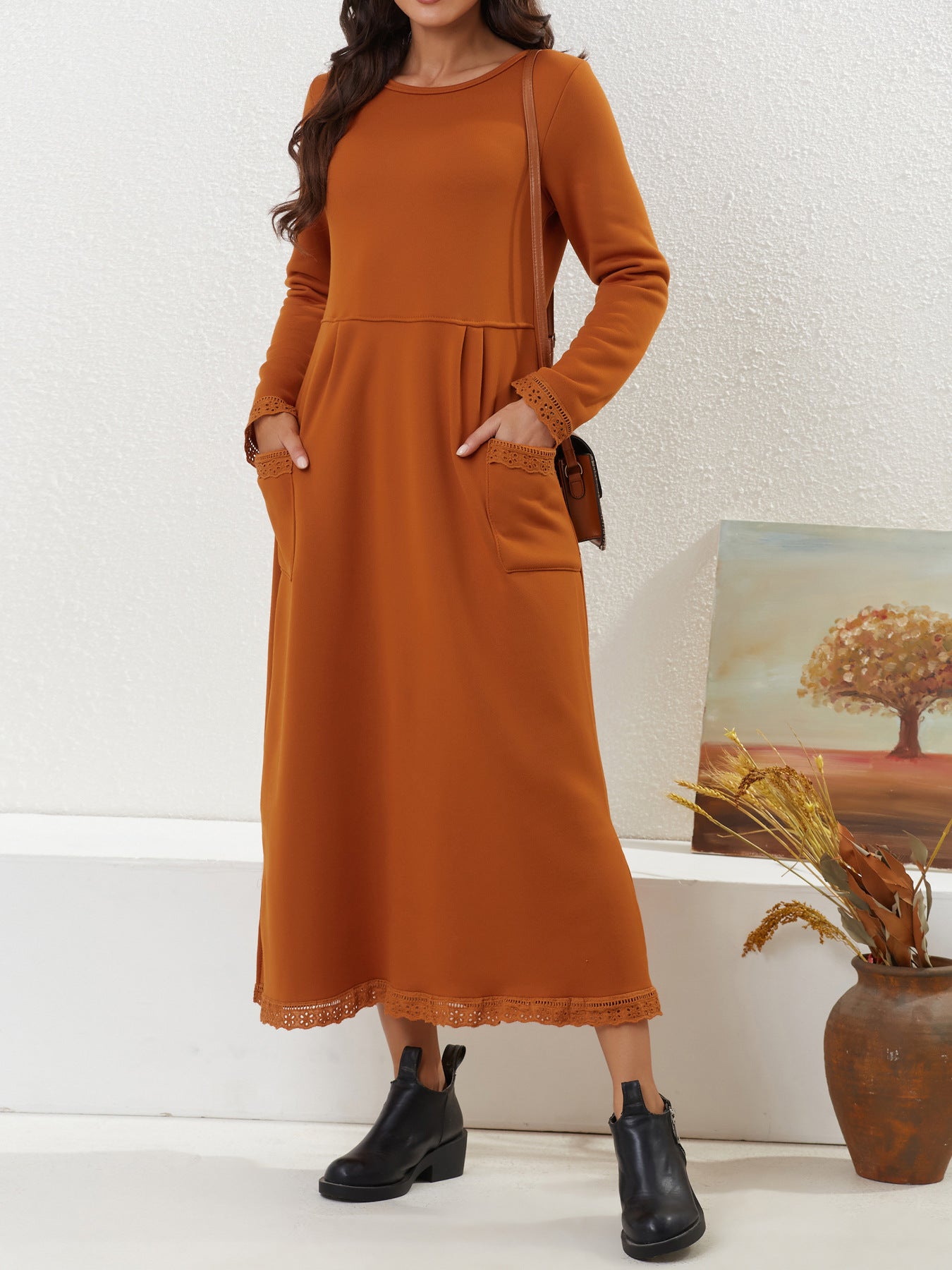 Robe décontractée ample molletonnée pour femme
