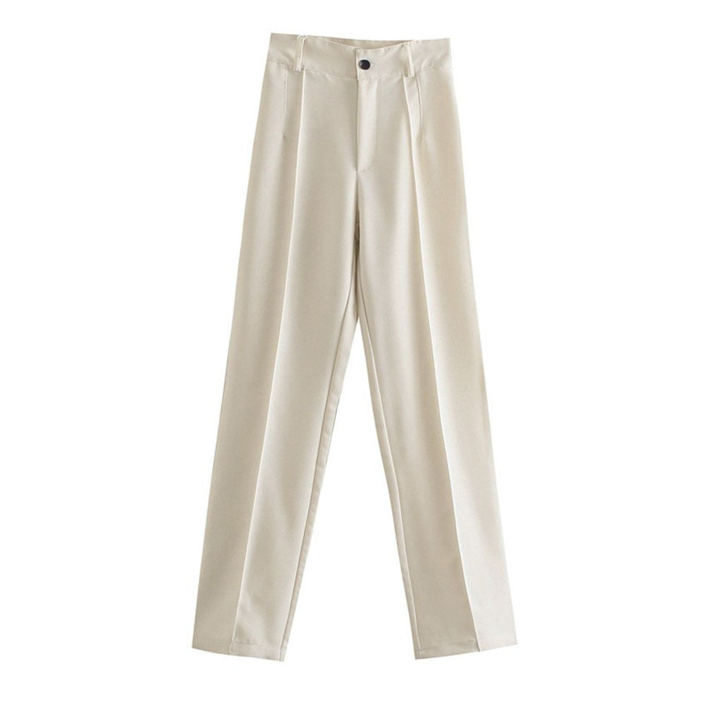 Pantalon décontracté taille haute droit amincissant pour femme