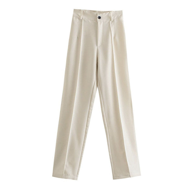 Pantalon décontracté taille haute droit amincissant pour femme Main Image