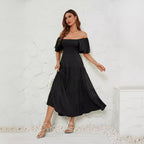 Robe d'été à col carré et dos nu, manches bouffantes, pour femmes