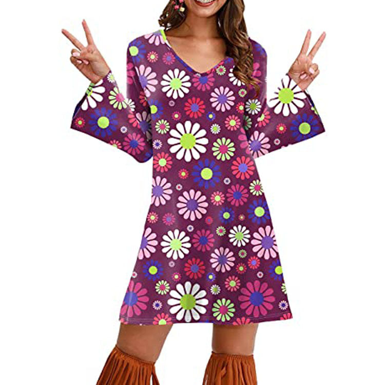 Robe imprimée hippie pour femme