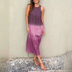 Robe en Tencel sans manches à col rond et à couleur assortie pour l'été