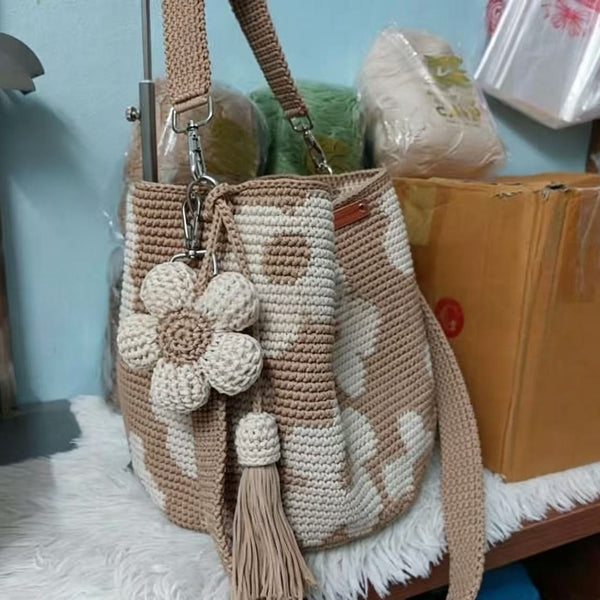 Sac fourre-tout fleuri crocheté à la main pour femmes