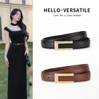 Cowhide Retro Black All-match Decorative Skirt Suit Jeans Leather Thin Belt