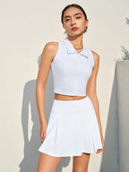 Ensemble de tennis soutien-gorge brassière à glissière avant et jupe sculptants pour femme