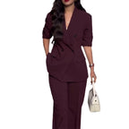 Tailleur Blazer Élégant Col V Femme