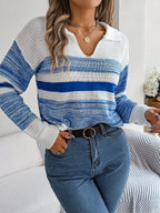 Pull en tricot rayé à la mode pour femme