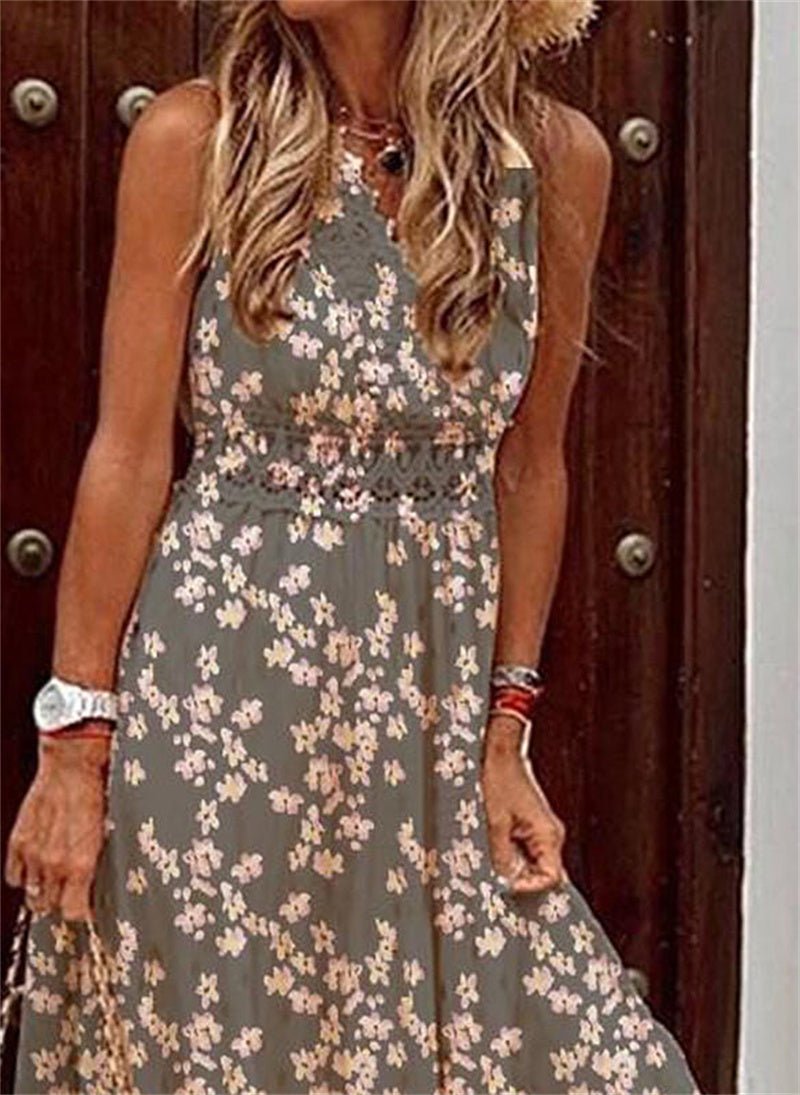 Robe sans manches imprimée de style bohème