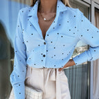 Chemise à manches longues, coupe cintrée, à pois et à poches