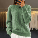Chandail pull en tricot torsadé rétro à la mode pour femme