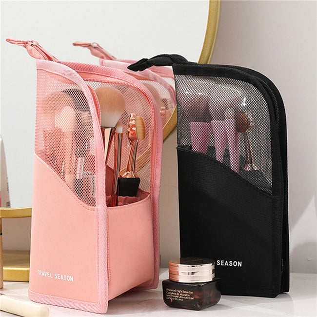 Trousse à pinceaux de maquillage, support à pinceaux de maquillage de voyage, sac cosmétique étanche, gobelet de maquillage pliable avec fermeture éclair Main Image