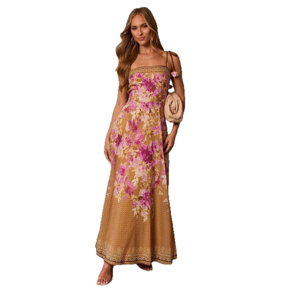 Robe à bretelles imprimée sexy et tendance pour femme
