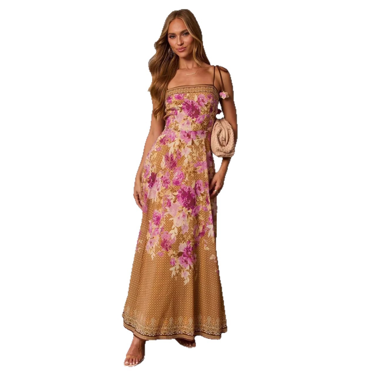 Robe à bretelles imprimée sexy et tendance pour femme