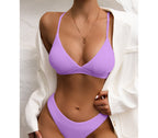 Maillot de Bain Bikini Uni en Tissu Spécial