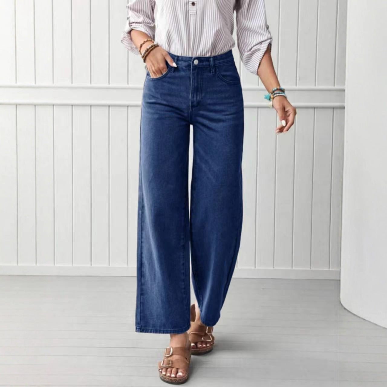 Jeans en jean droits de haute qualité pour femmes