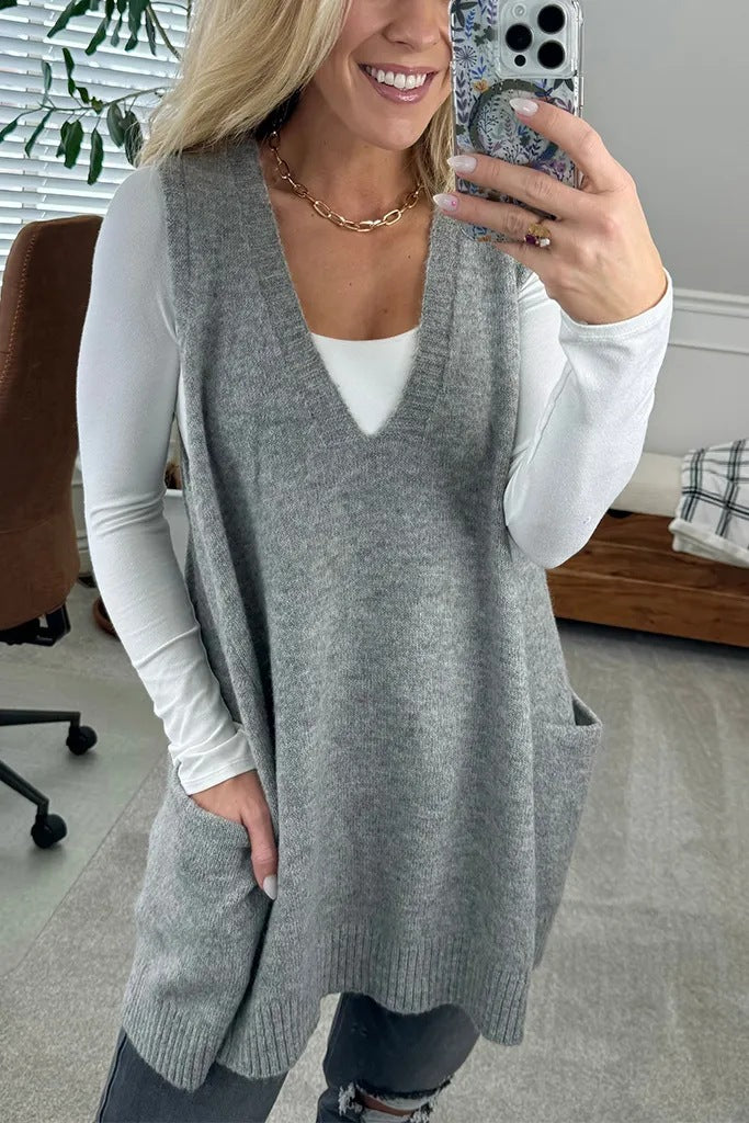 Gilet décontracté en tricot ample pour femme