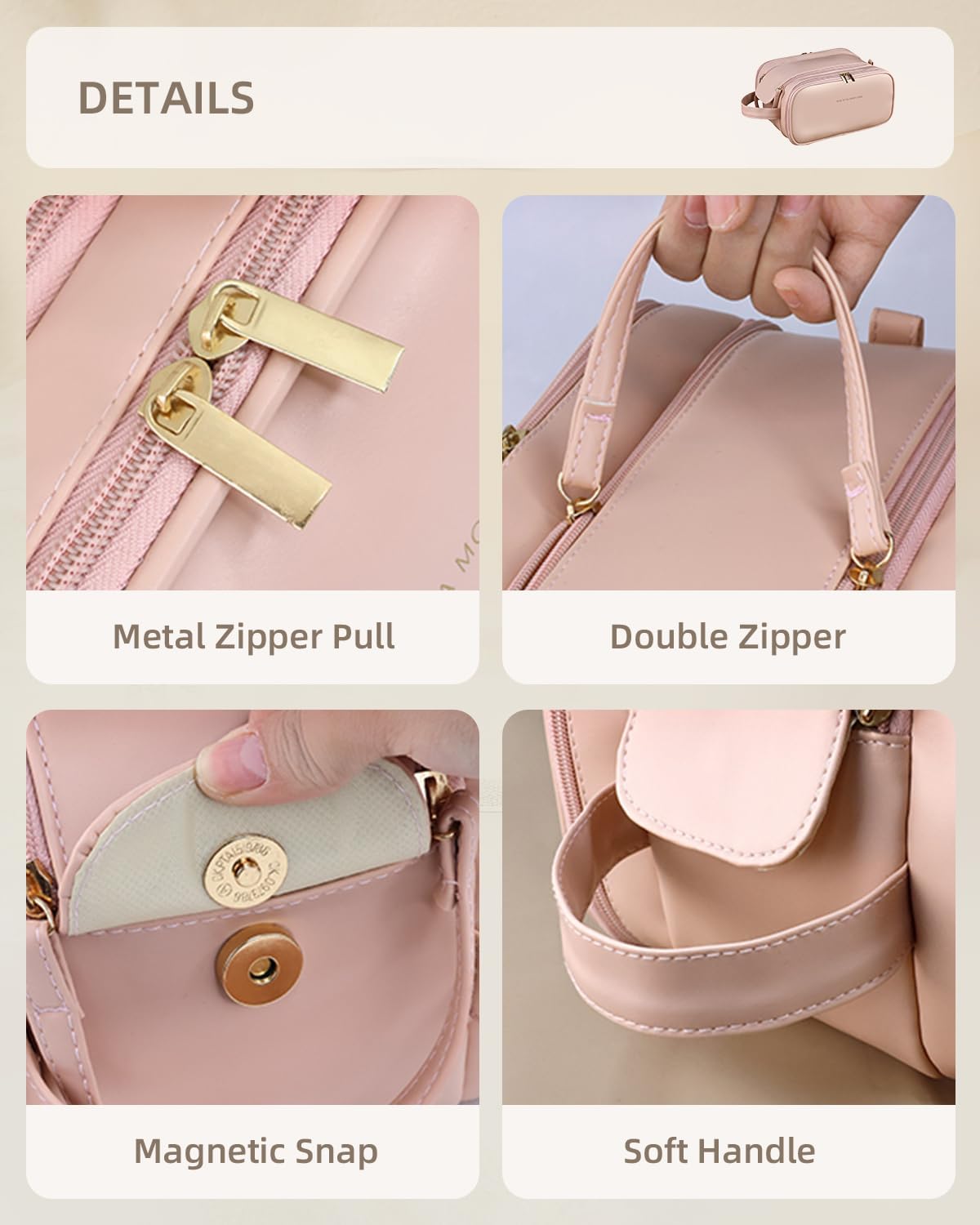 Trousse de Maquillage de Voyage pour Femmes, Organisateur de Cosmétiques Grande Capacité avec Large Ouverture, Trousse de Toilette Étanche et Portable pour un Accès Facile