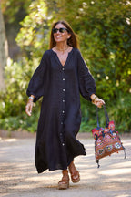 Robe Chemise Décontractée en Coton et Lin pour Femme