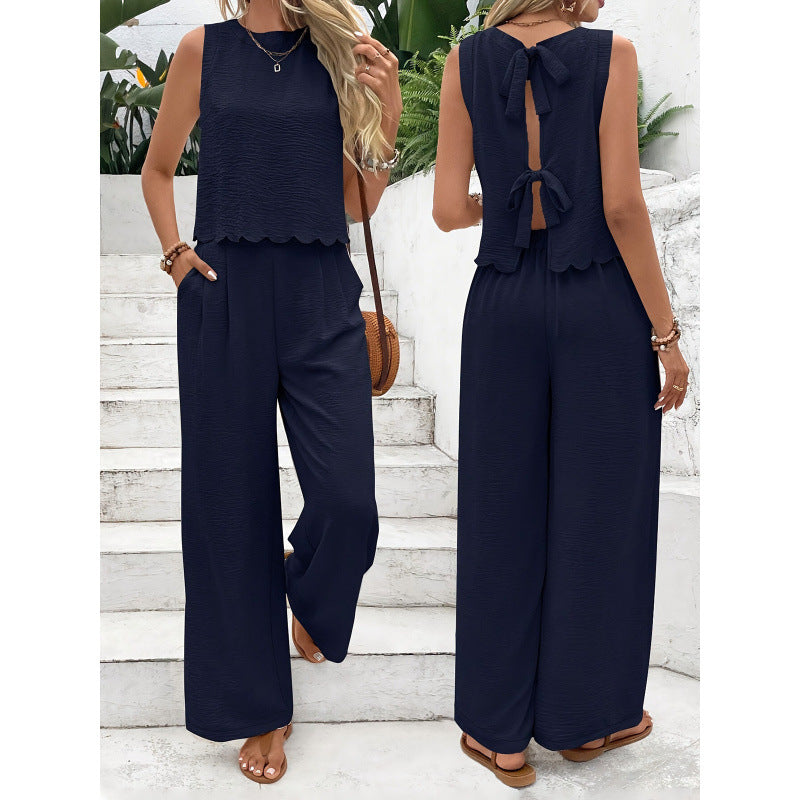 Ensemble Décontracté Femme Gilet Sans Manches et Pantalon Ample Décontracté Haut Court d'Été Vêtements Féminins Pour Tous Les Jours