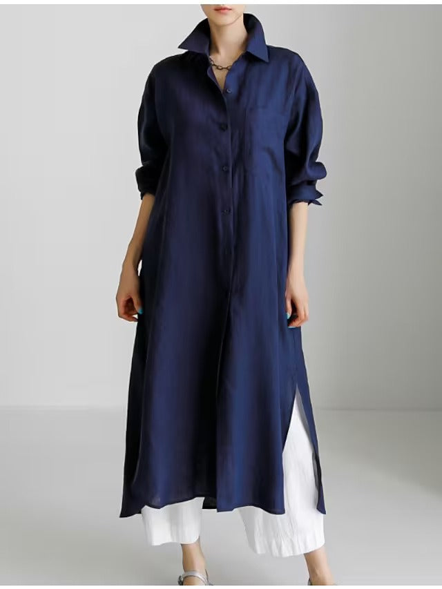 Cardigan Femme Coton et Lin Robe Mi-Manches Femme