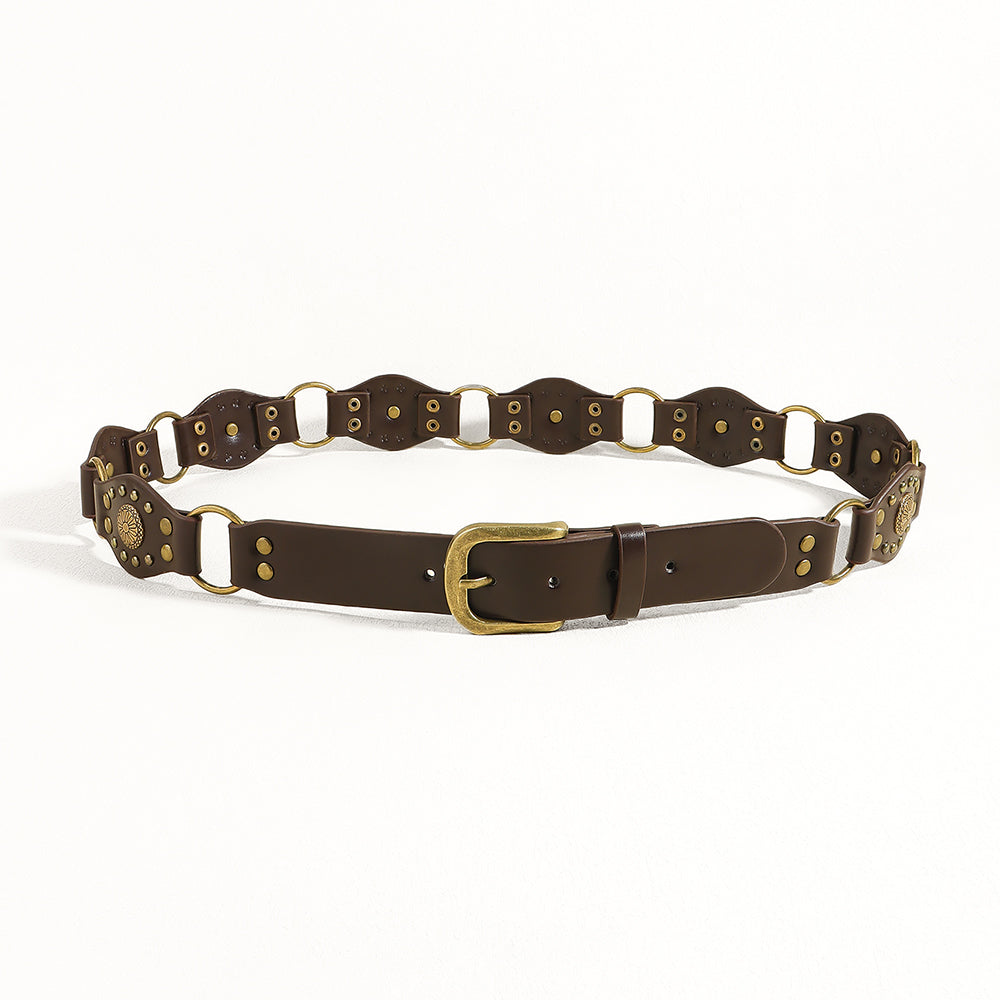 Ceintures vintage pour hommes et femmes avec jolie boucle métallique rivetée Accessoires de mode punk hip-hop