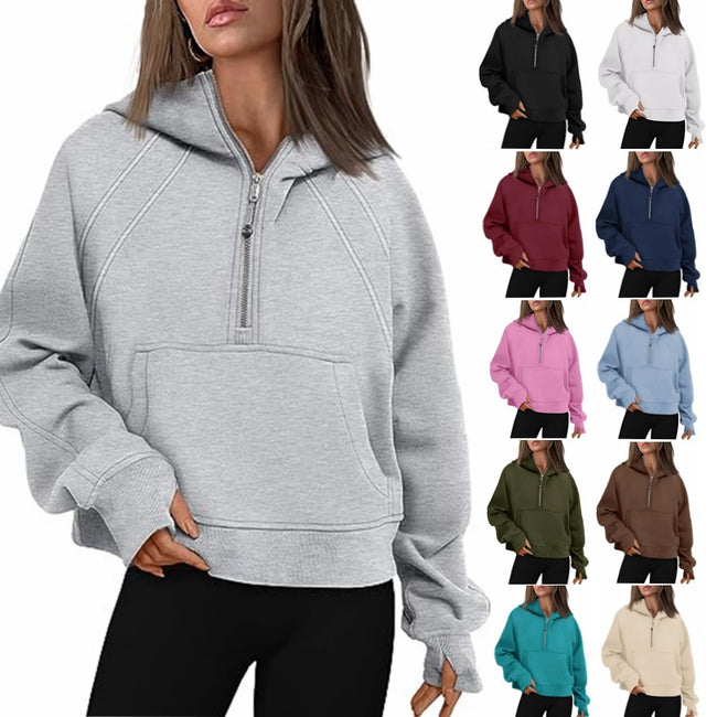 Sweats à capuche zippés avec poche, hauts de sport amples, pulls à manches longues, tenues d'hiver et d'automne pour femmes Hover Image