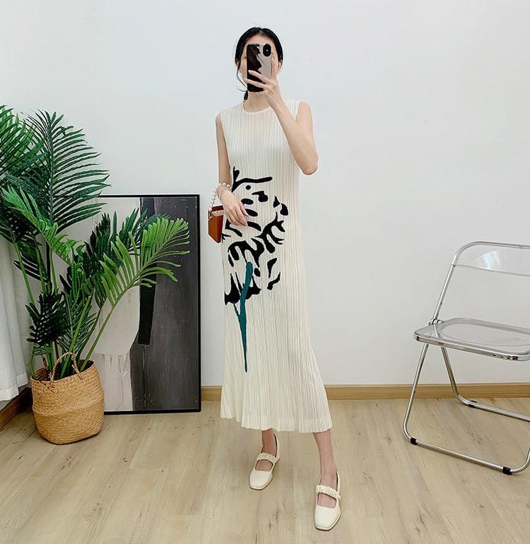 Robe Gilet sans Manches Imprimée Ample d'Été