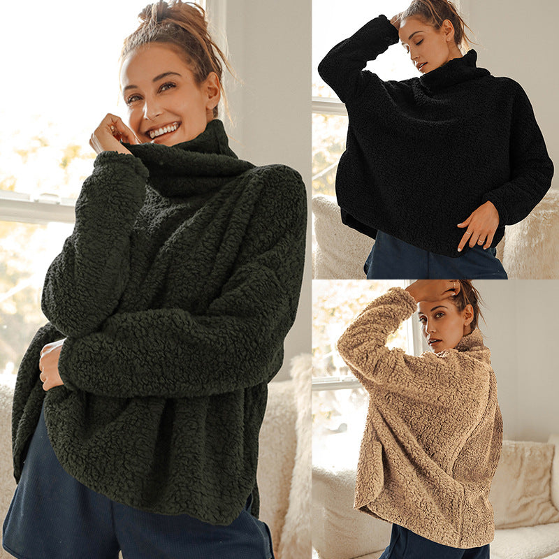 Pull ample décontracté en peluche pour femme