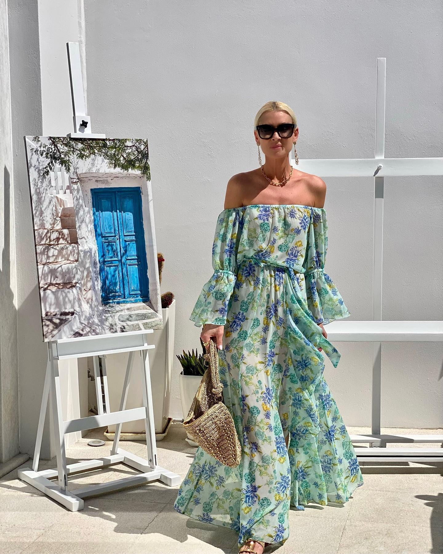 Robe imprimée en mousseline de soie pour les vacances à la plage de Bohème