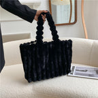 Nouveau Sac à Main en Peluche Portable Grande Capacité à Bandoulière Unique pour Femmes