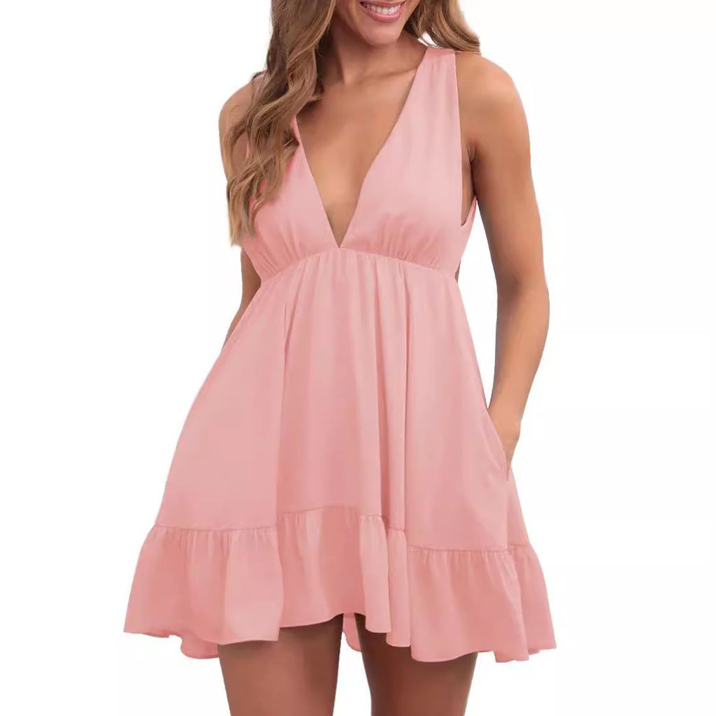 Robe sans manches à dos nu pour femme