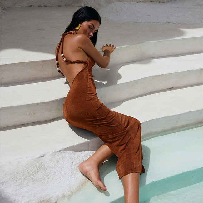 Robe fourreau dos nu style vacances pour femme Main Image