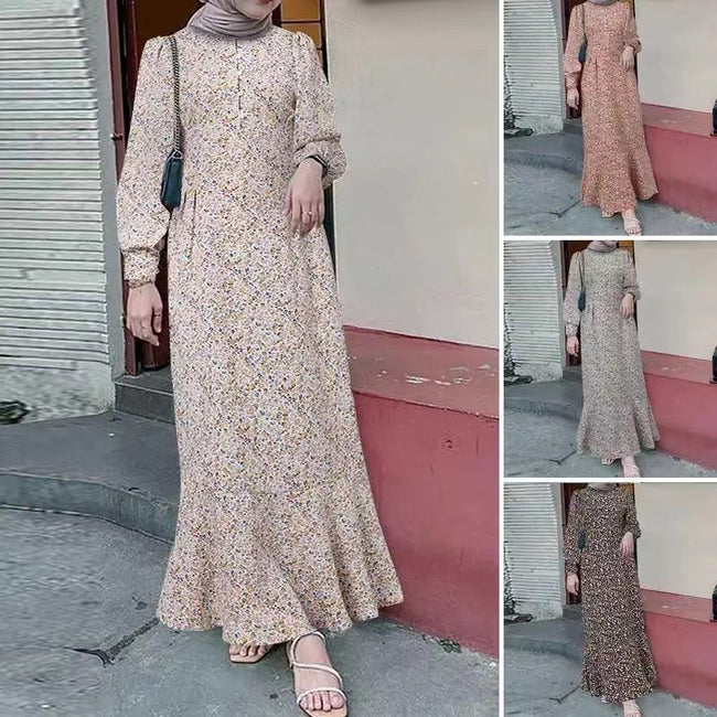 Robe musulmane style bohème à petites fleurs Main Image