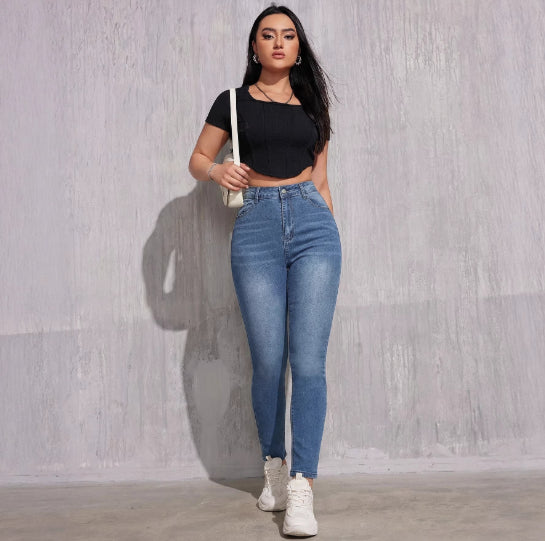 Jean slim taille haute rehausseur de fesses pour femmes