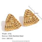 Boucles d'oreilles clous triangulaires en or 18 carats, style niche Ins, rétro, pour femmes, bijoux