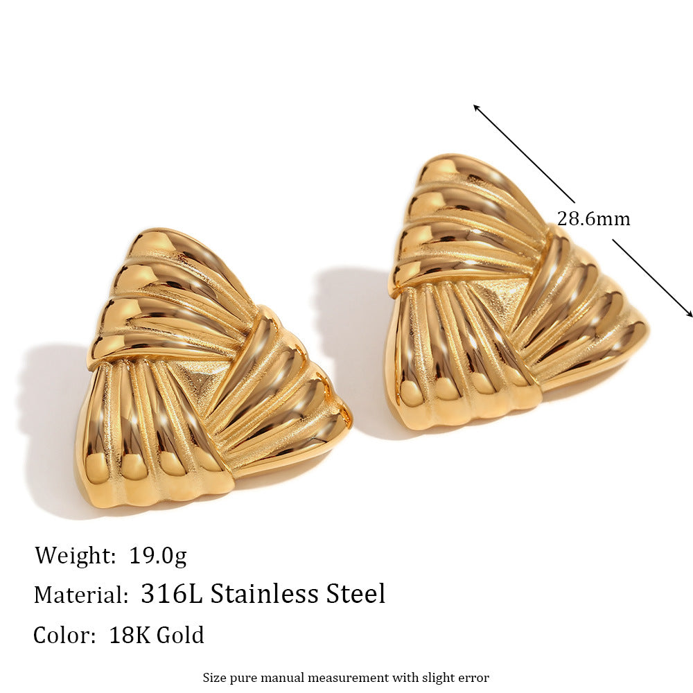 Boucles d'oreilles clous triangulaires en or 18 carats, style niche Ins, rétro, pour femmes, bijoux