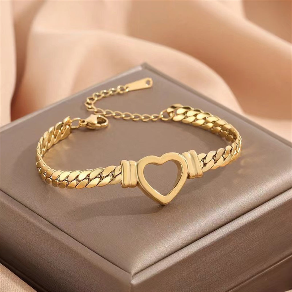 Collier et bracelet personnalisés « Chaîne d'amour » pour femme en acier inoxydable, bijou de clavicule inaltérable