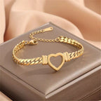 Collier et bracelet personnalisés « Chaîne d'amour » pour femme en acier inoxydable, bijou de clavicule inaltérable