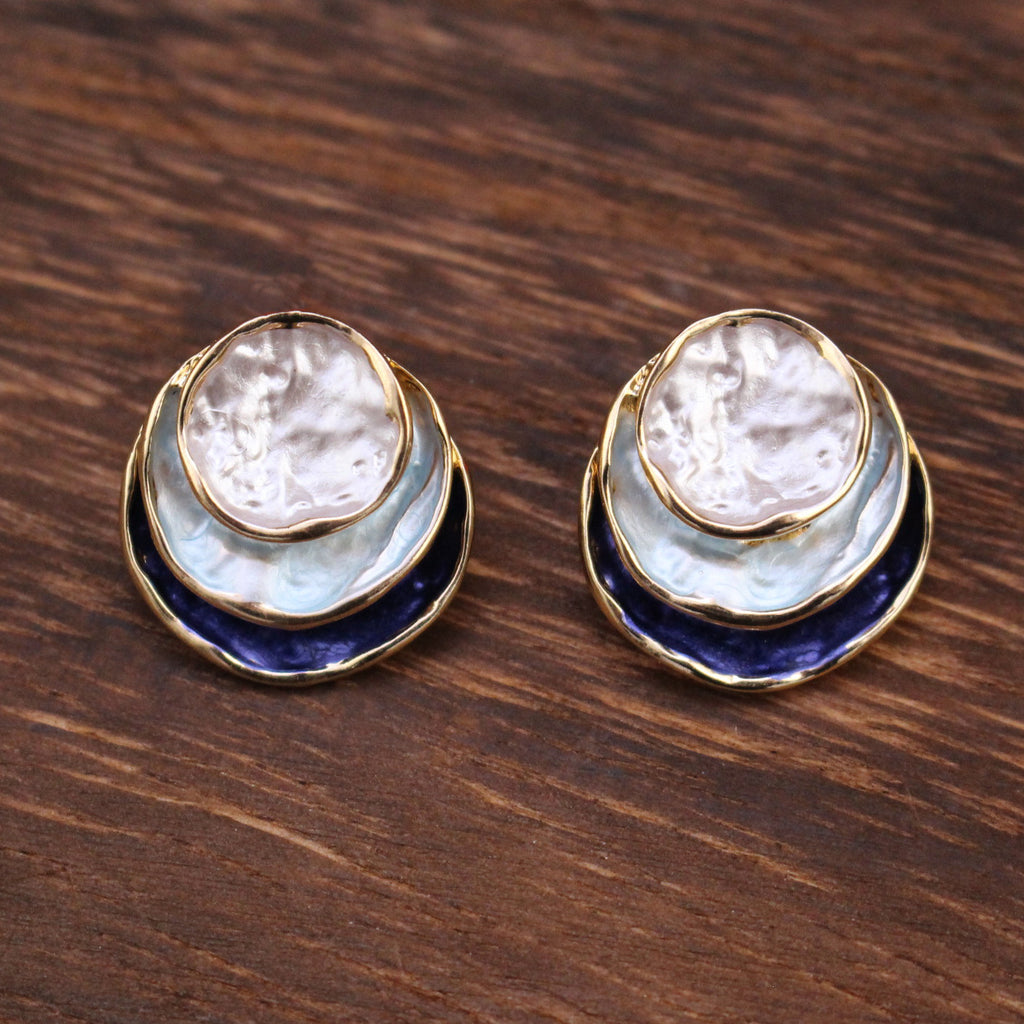 Boucles d'oreilles rondes peintes tricolores à la mode, élégantes et polyvalentes, boucles d'oreilles géométriques pour femmes
